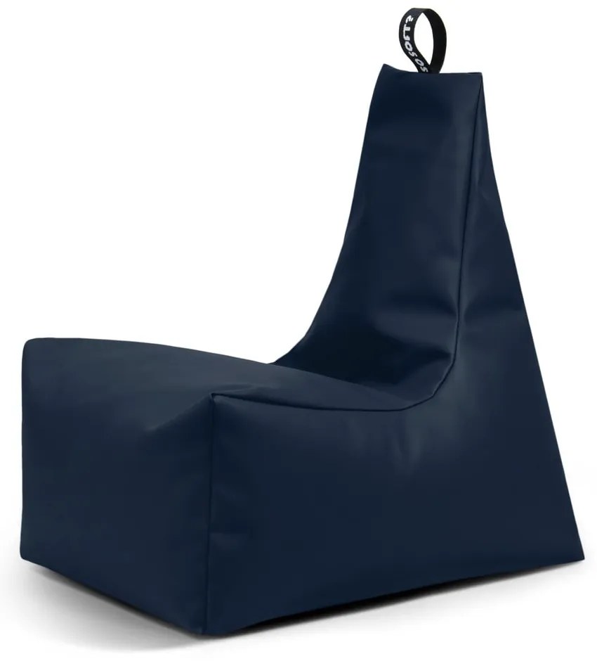 Тъмносин пуф от изкуствена кожа Icy L – So Soft?