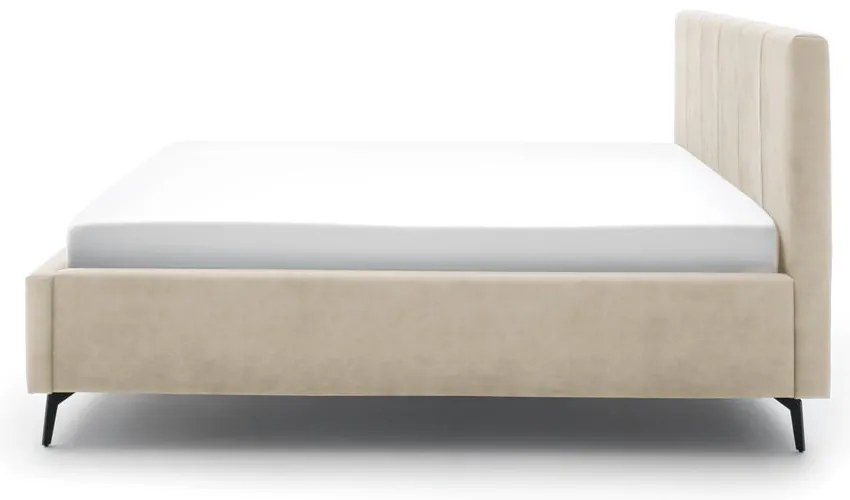 Бежово тапицирано двойно легло с място за съхранение с включена подматрачна рамка 180x200 cm Lizzano – Meise Möbel