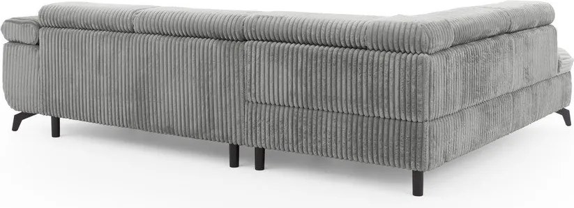 Светлосив ъглов диван от рипсено кадифе (ляв ъгъл L форма) Marbeya – Ropez