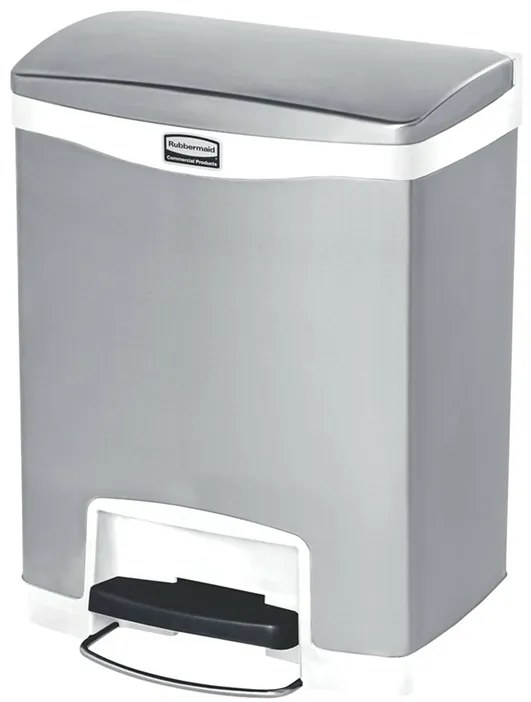 Rubbermaid Кош Slim Jim Front, метален, 30 L, бял