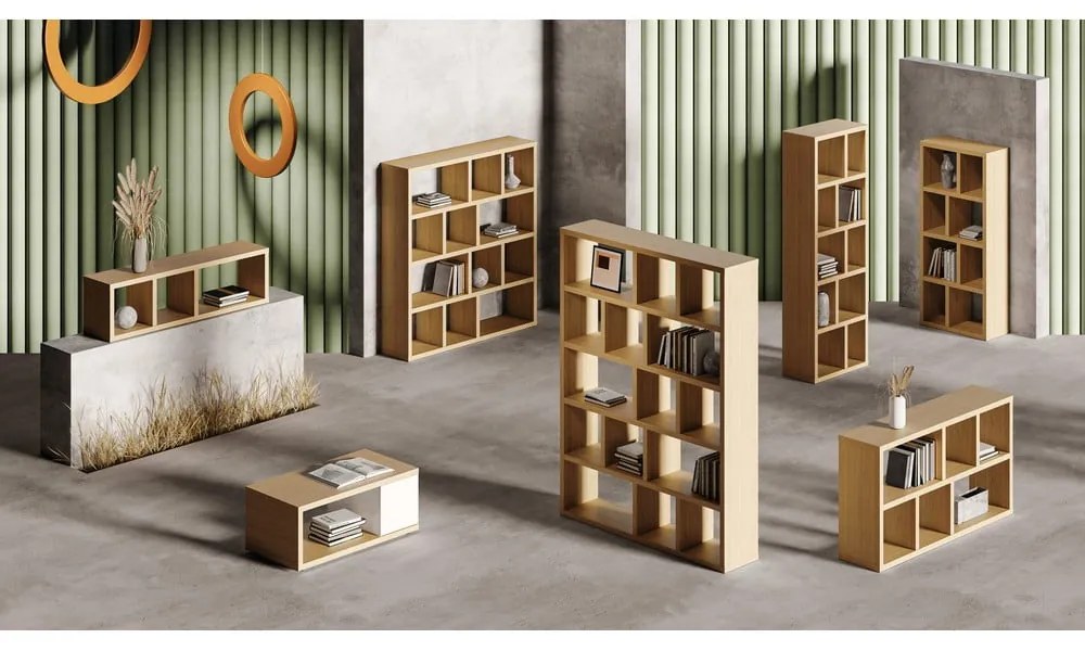 Кафява библиотека от декор от дъб 150x159 cm Berlin – TemaHome