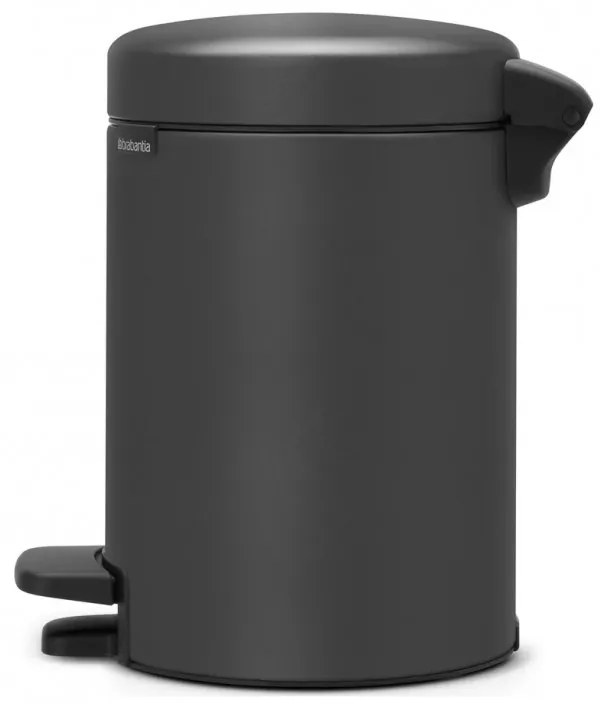 Кош за боклук с педал Brabantia NewIcon 1001102, 3 л, Плавно затваряне, Противоплъзгаща основа, Минерално покритие, Тъмносив