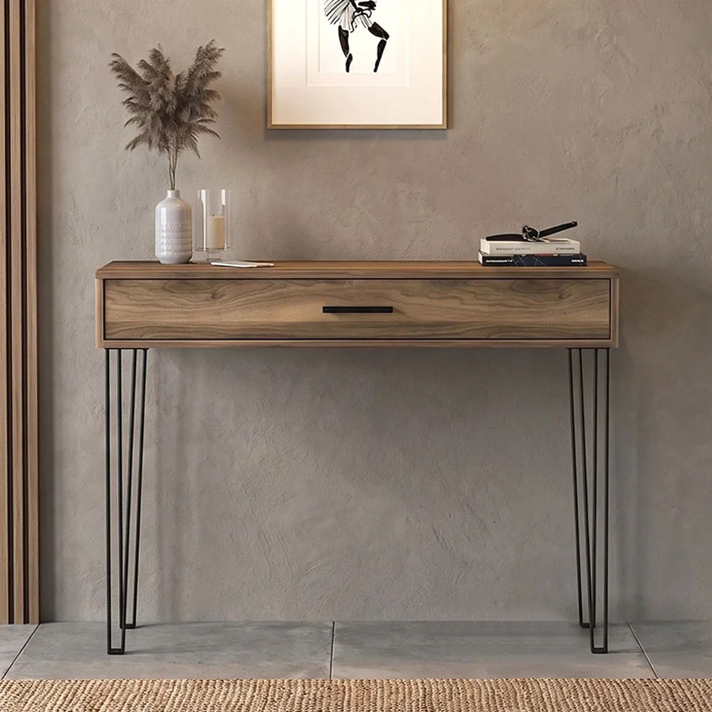 Конзолна маса Rochel TopMebel от меламин в цвят орех 120x35x89,8cm.