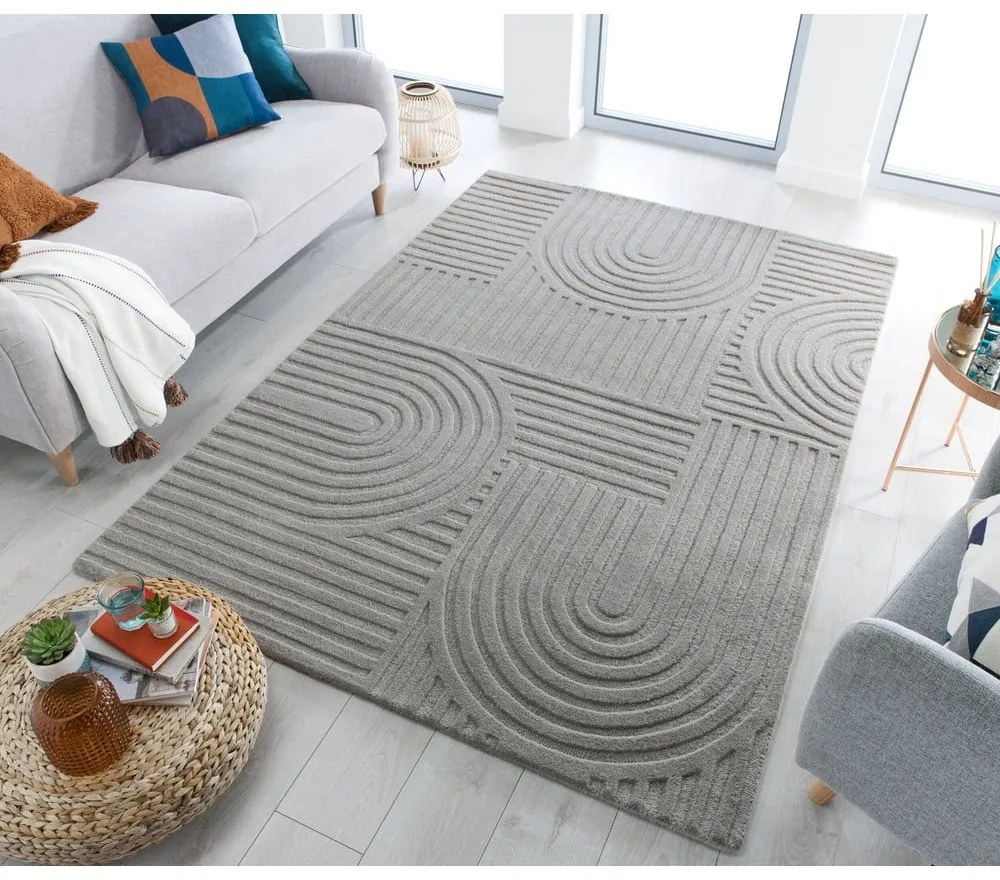 Сив вълнен килим , 160 x 230 cm Zen Garden - Flair Rugs