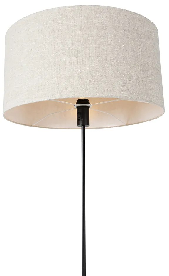 Подова лампа черна регулируема със сиво абажур 50 см - Parte