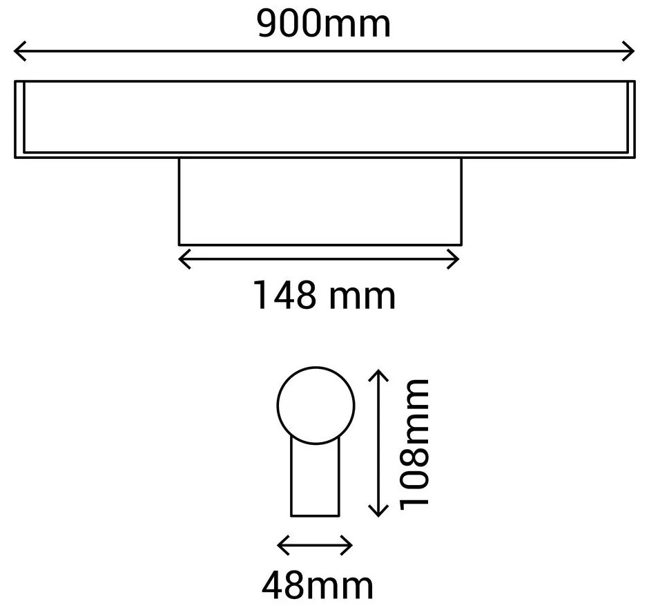 Черна стенна лампа, дължина 90 cm Caspio - SULION