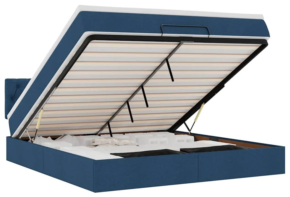 3312415 vidaXL Османска легло с матрак и LED, синьо, 180x200 см, плат