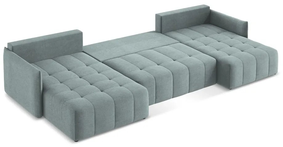 Син разтегателен ъглов диван с място за съхранение (U форма) Moku – Makamii