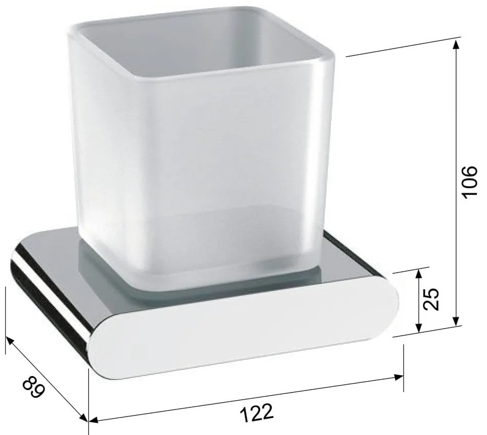 Матово черна стенна стъклена чаша за четки за зъби Flori – Sapho