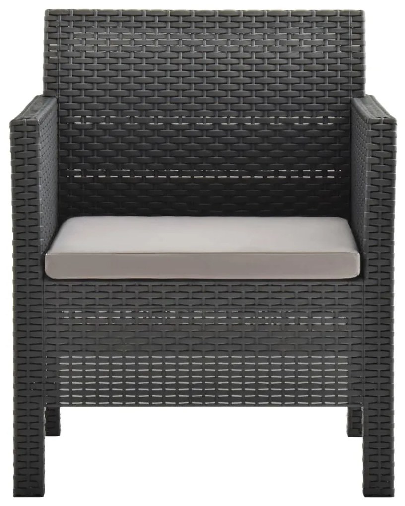 315639 vidaXL Градински стол с възглавница, антрацит, 63x65x76 см, PP ратан