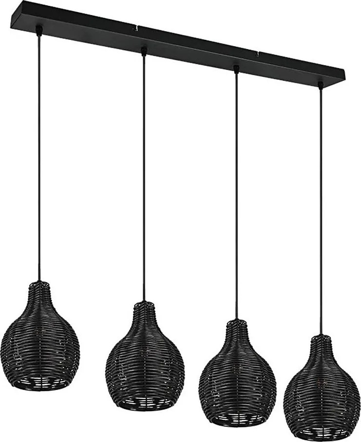 Reality - Полилей на кабел SPROUT 4xE14/30W/230V черен/ратан