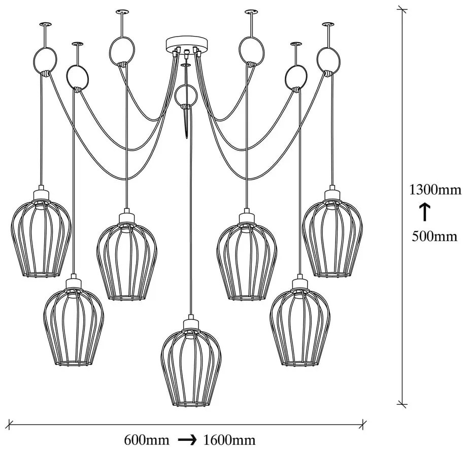 Черно висящо осветително тяло за 6 крушки Tel - Opviq lights