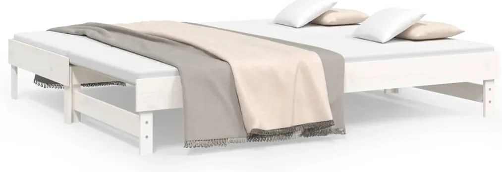 823385 vidaXL Разтегателна дневно легло бяла 2x(80x200) см борово дърво масив