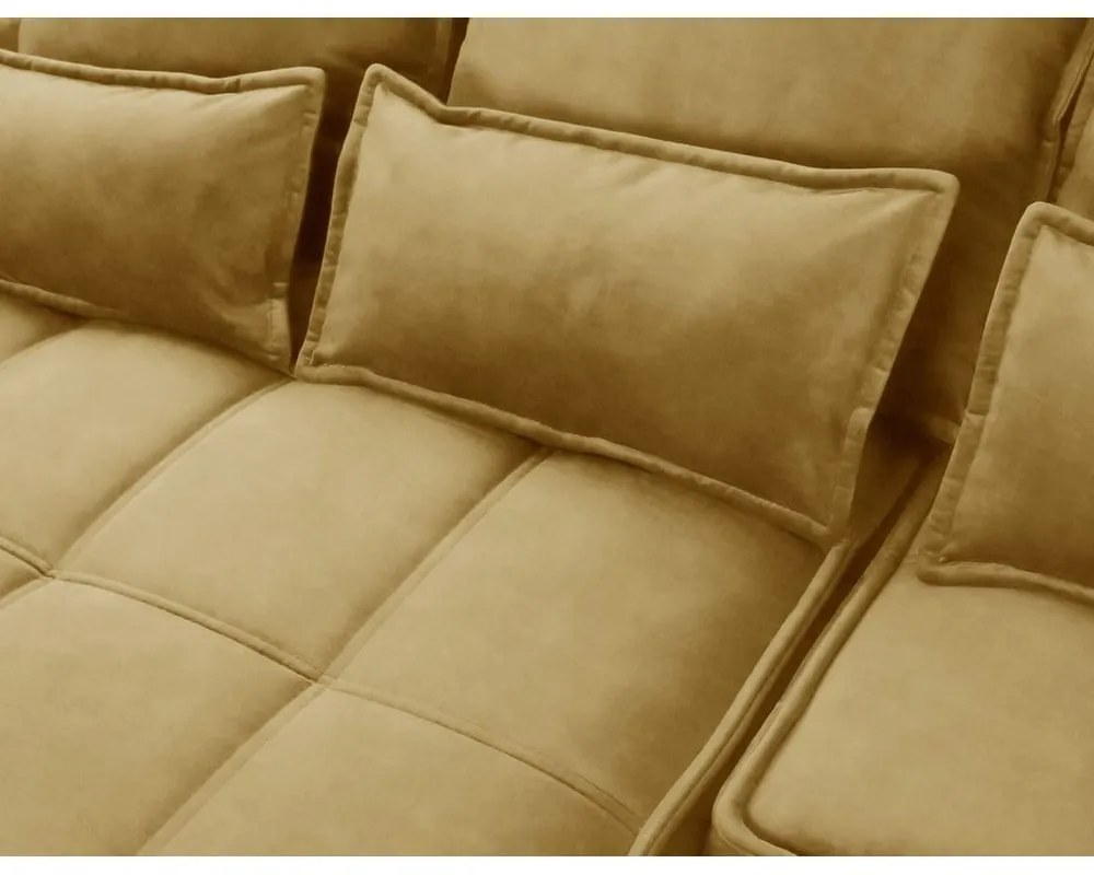 Жълт кадифен разтегателен ъглов диван с място за съхранение (ляв ъгъл) Campo – ELTAP