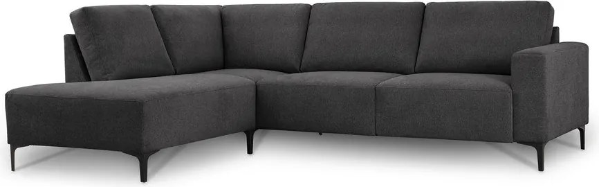 Антрацитен шенилов ъглов диван (ляв ъгъл/L форма) Fabian – Scandic