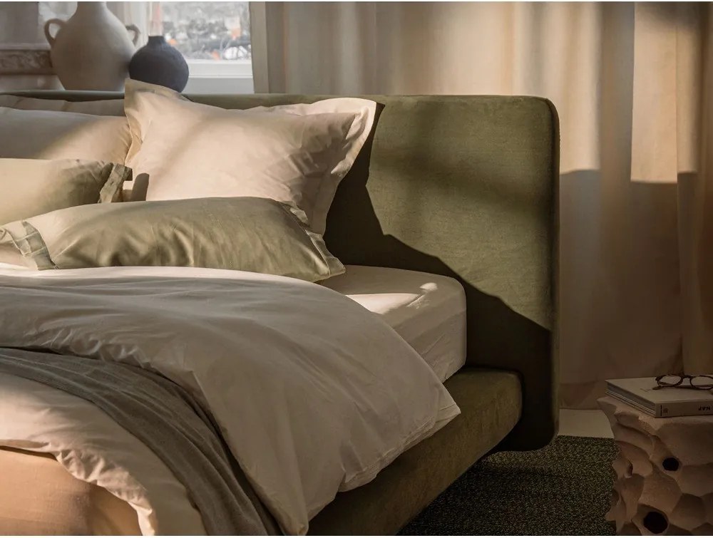 Двойно легло тапицирано в цвят слонова кост 180x200 cm Linea – Micadoni