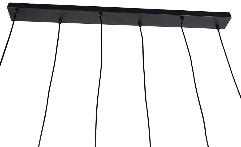 Moderne hanglamp zwart met taupe en beige 6-lichts - Stream