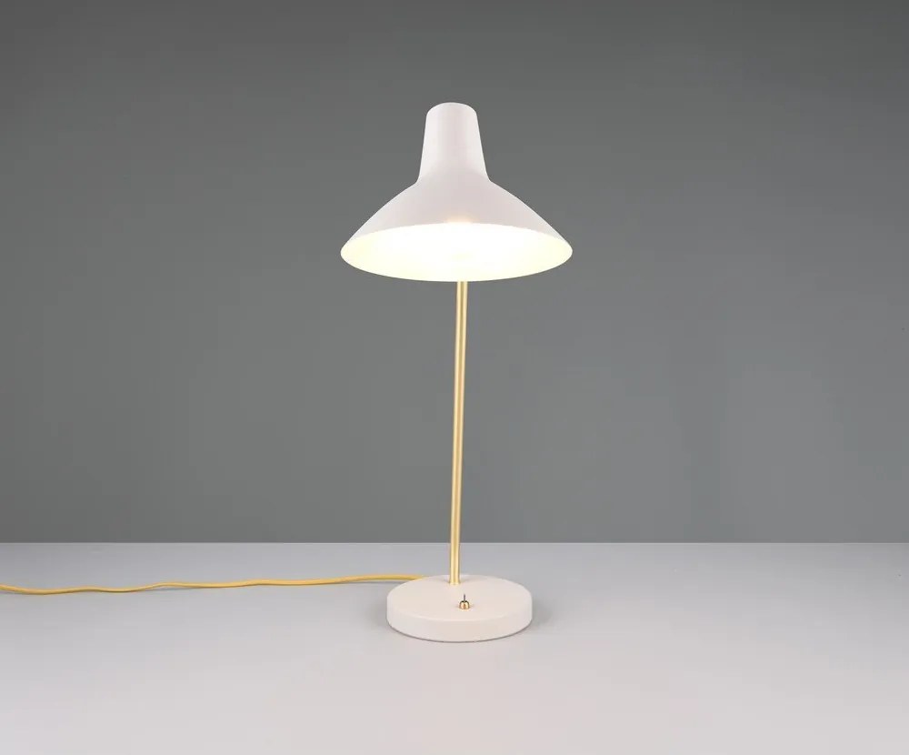 Настолна лампа с огъваща се структура в златист цвят/в цвят слонова кост (височина 54 cm) Traveller – Trio