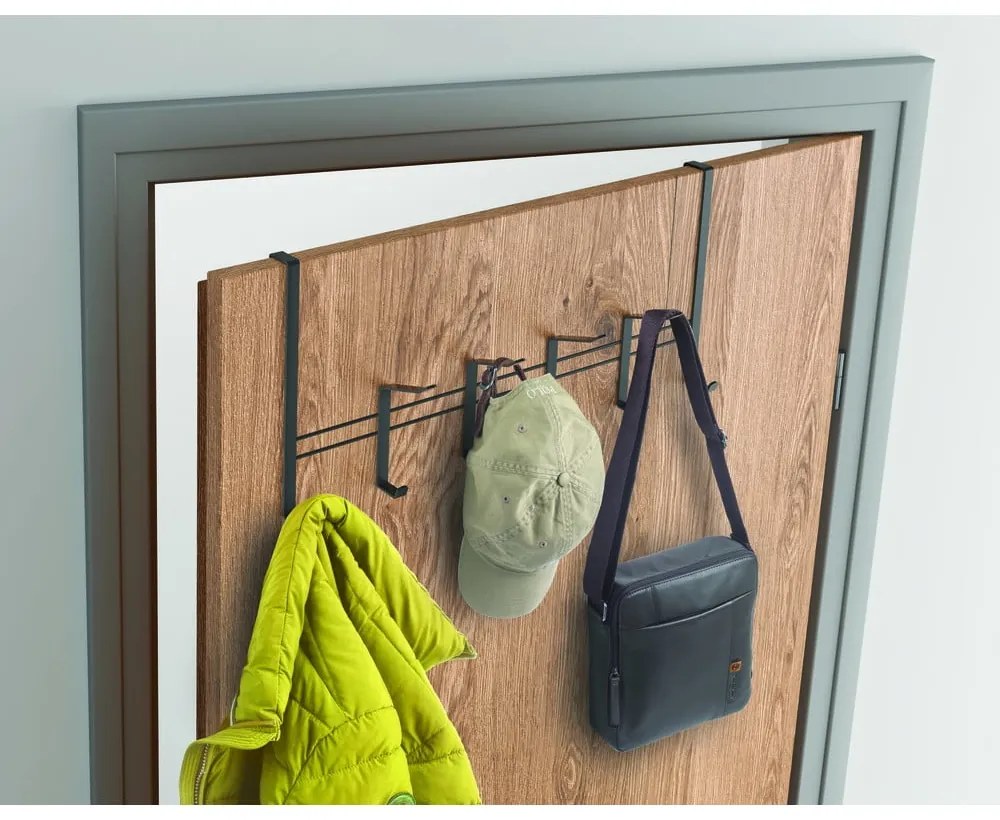 Черна метална закачалка за врата 45 cm Lava - Metaltex