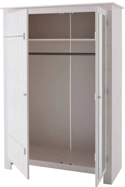 Бял гардероб от масивен бор с огледало 120x170 cm Bertram – Støraa