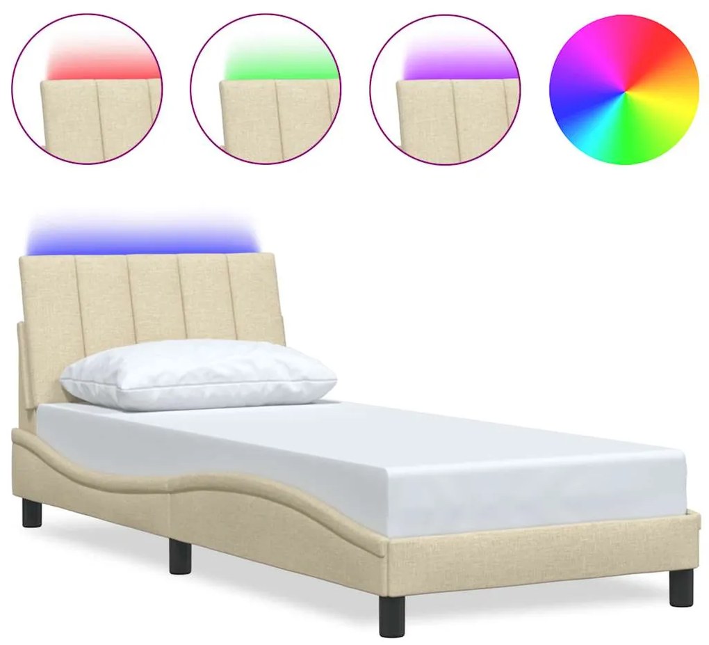 3310438 vidaXL Рамка за легло без матрак Hanko, кремави, 90x200 см, плат