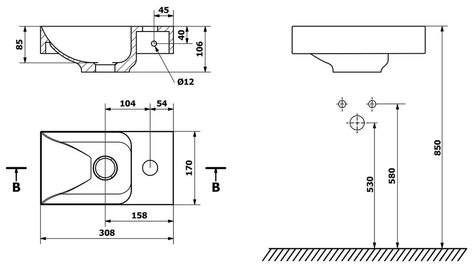 Розов бетонен малък умивалник 31x17 cm Piccolino – Sapho