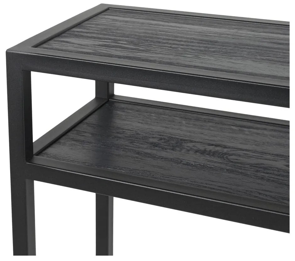 Черна конзолна маса с дъбова дървена плоскост 30x120 cm Daniël – Spinder Design