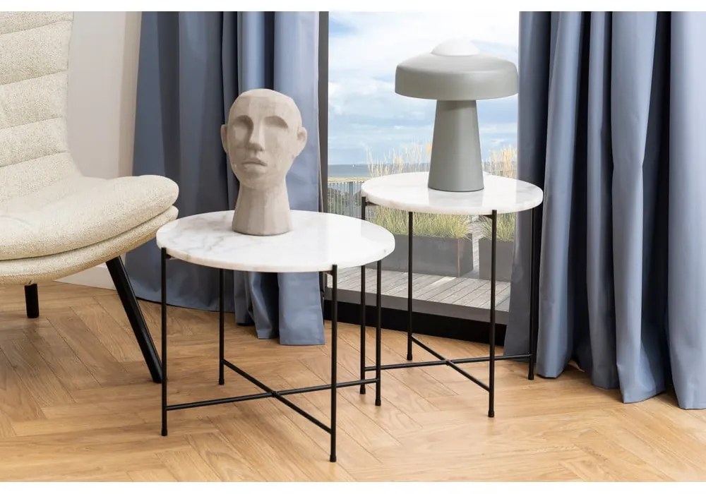 Кръгла странична масичка с мраморна плоча ø 52 cm Avila – Actona