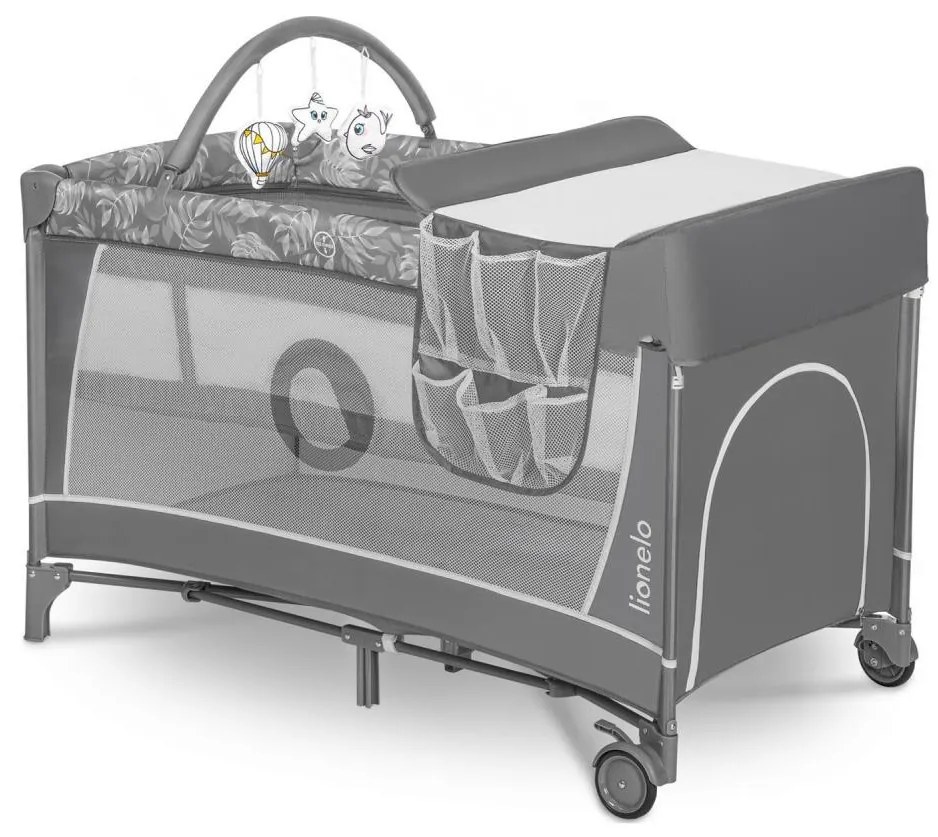 Lionelo - Преносима пътна кошара FLOWER, каменносив