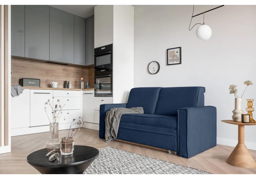 Тъмносин разтегателен диван 168 cm Lucky Lucy - Miuform