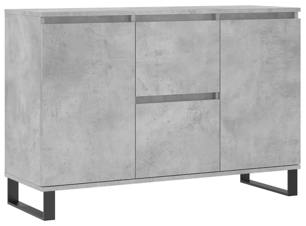 827216 vidaXL Сайдборд, бетонно сив, 101,5x35x70 см, инженерно дърво