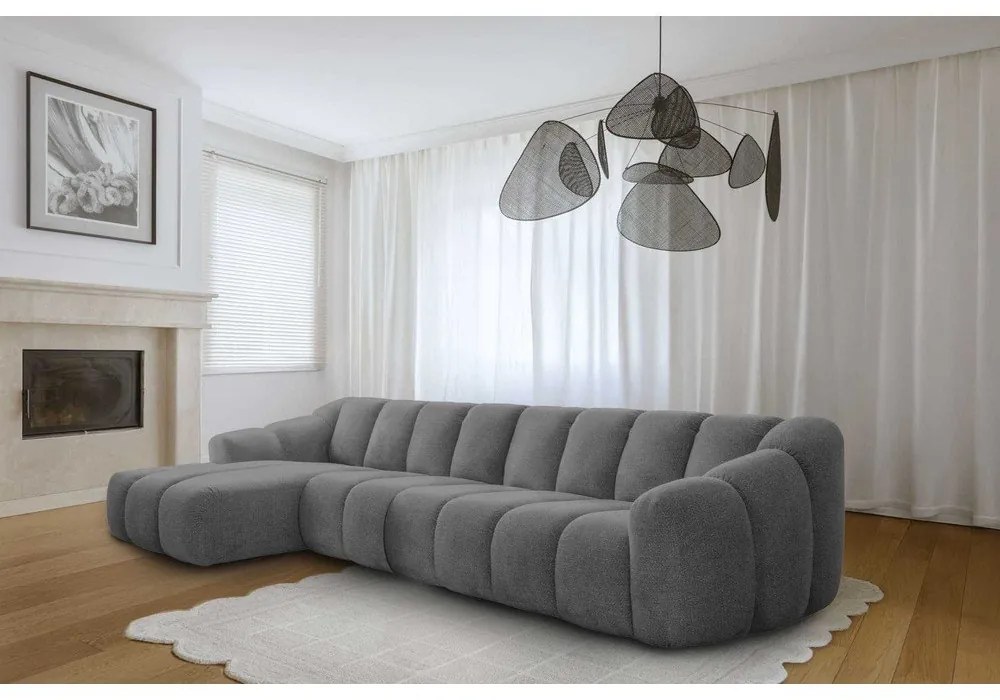 Сив ъглов диван (ляв ъгъл) Shell – Miuform
