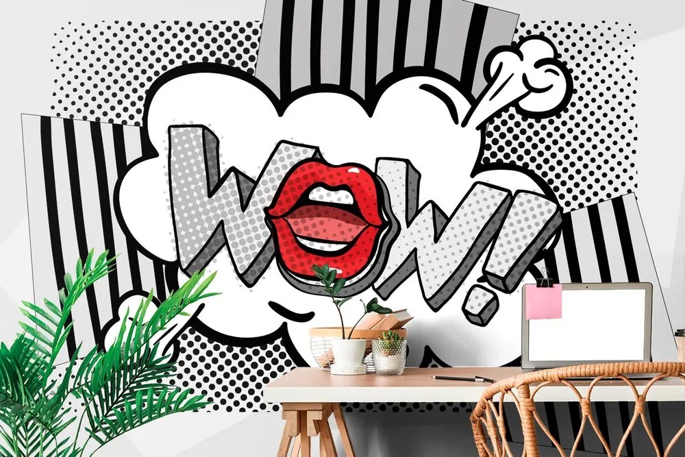 Тапет – Стилен сив поп арт - WOW!