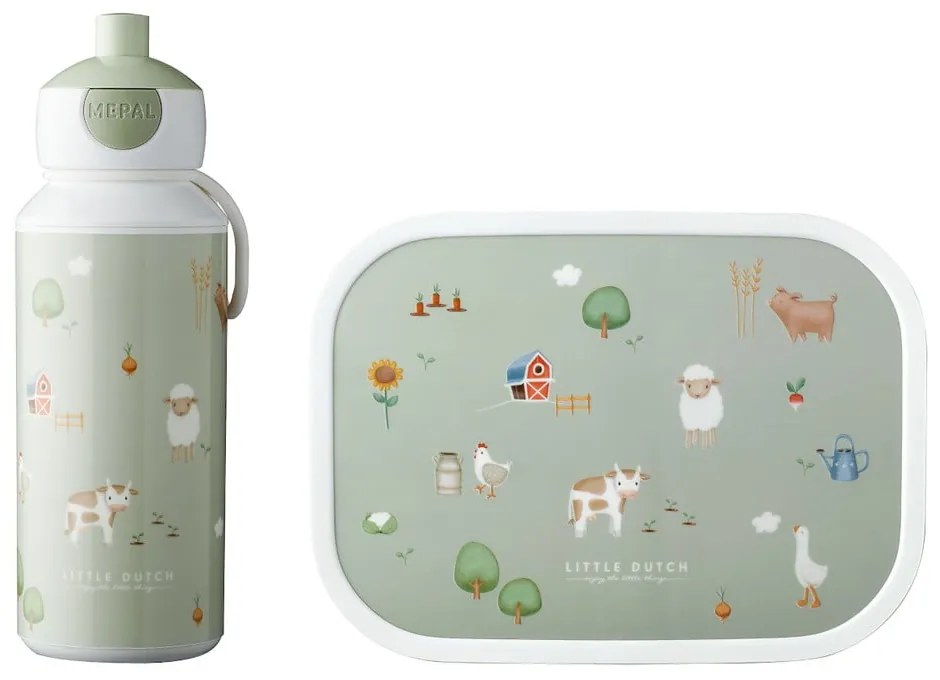 Детска кутия за храна с бутилка Little farm – Mepal