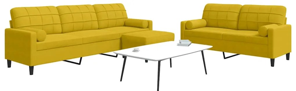 3278507 vidaXL Мека мебел от 3 части с възглавници и болстери жълт, кадифе