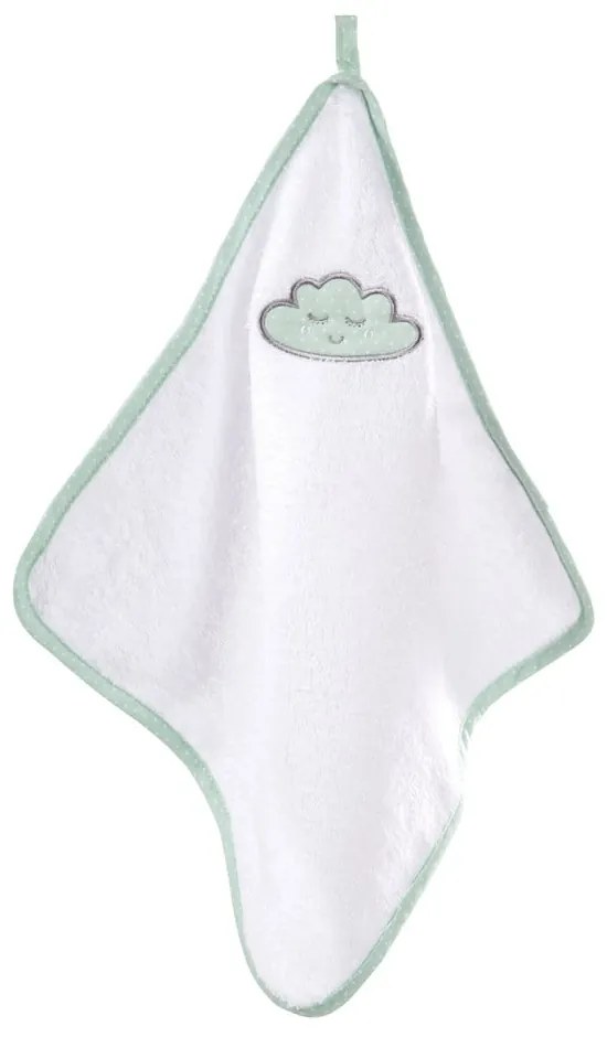 Бяла памучна детска хавлия с качулка 80x80 cm Happy Cloud – Roba
