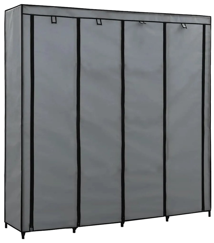 282448 vidaXL Гардероб с 4 отделения, сив, 175x45x170 см