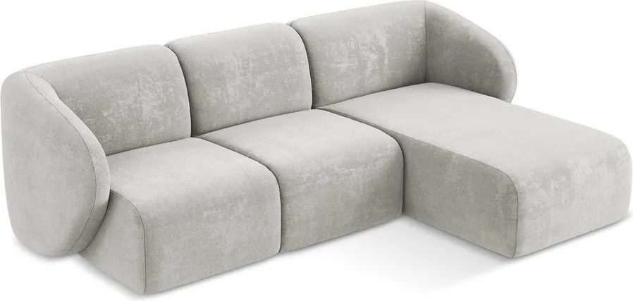 Светлосив шенилов ъглов диван (десен ъгъл) Lani – Makamii