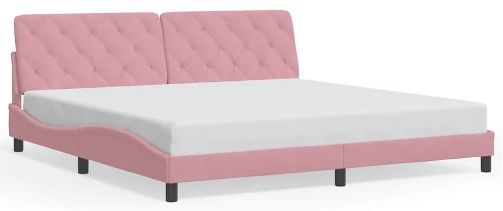 3207946 vidaXL Рамка за легло без матрак, розова, 200x200 см, кадифе