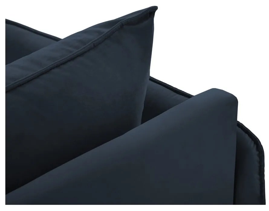 Тъмносиньо кадифено кресло за отдих (ляв ъгъл) Vienna - Cosmopolitan Design