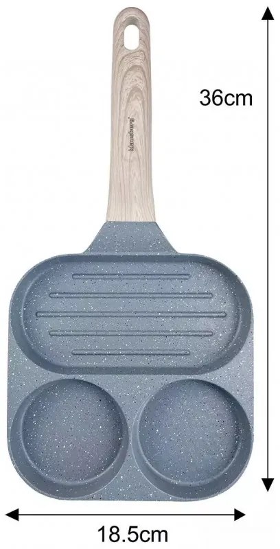 Тиган с 3 отделения Klausberg KB 7817, 18.5 см, Мраморно покритие, Индукция, Сив