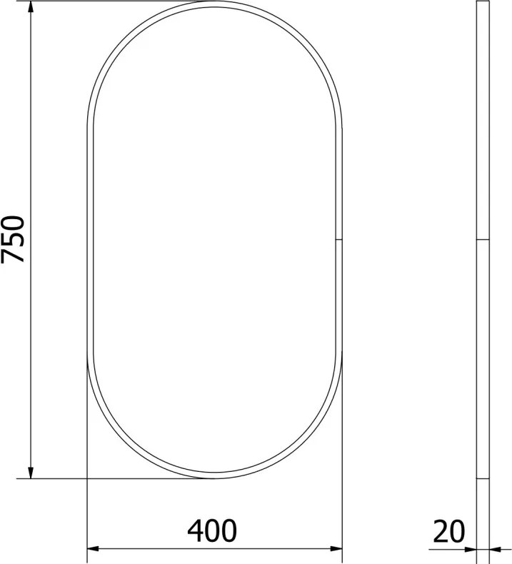 Mexen Loft овално огледало за баня 75 x 40 cm, черна рамка - 9851-075-040-000-70
