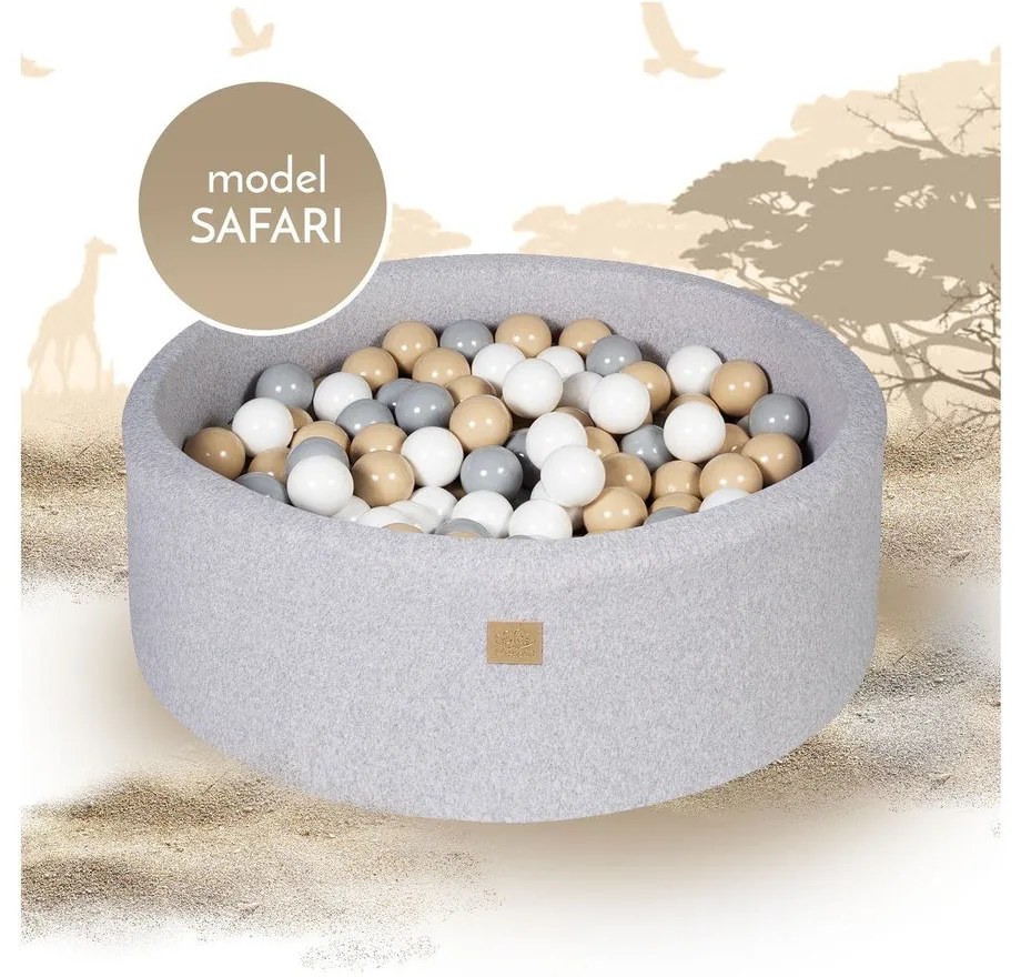 Сив велурен басейн с топки ø 90x30 cm Montessori – Meowbaby