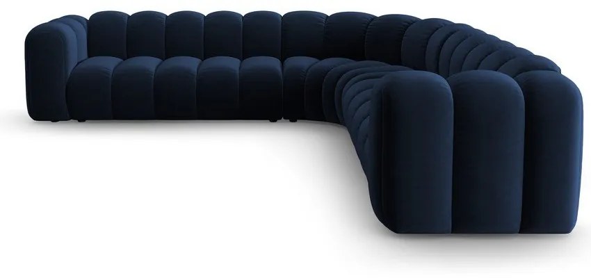 Син кадифен модулен ъглов диван Lupine – Micadoni