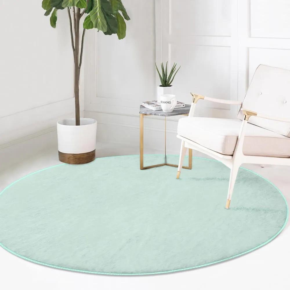 Кръгъл килим подходящ за пране и за прахосмукачки роботи в цвят мента ø 80 cm Comfort – Mila Home
