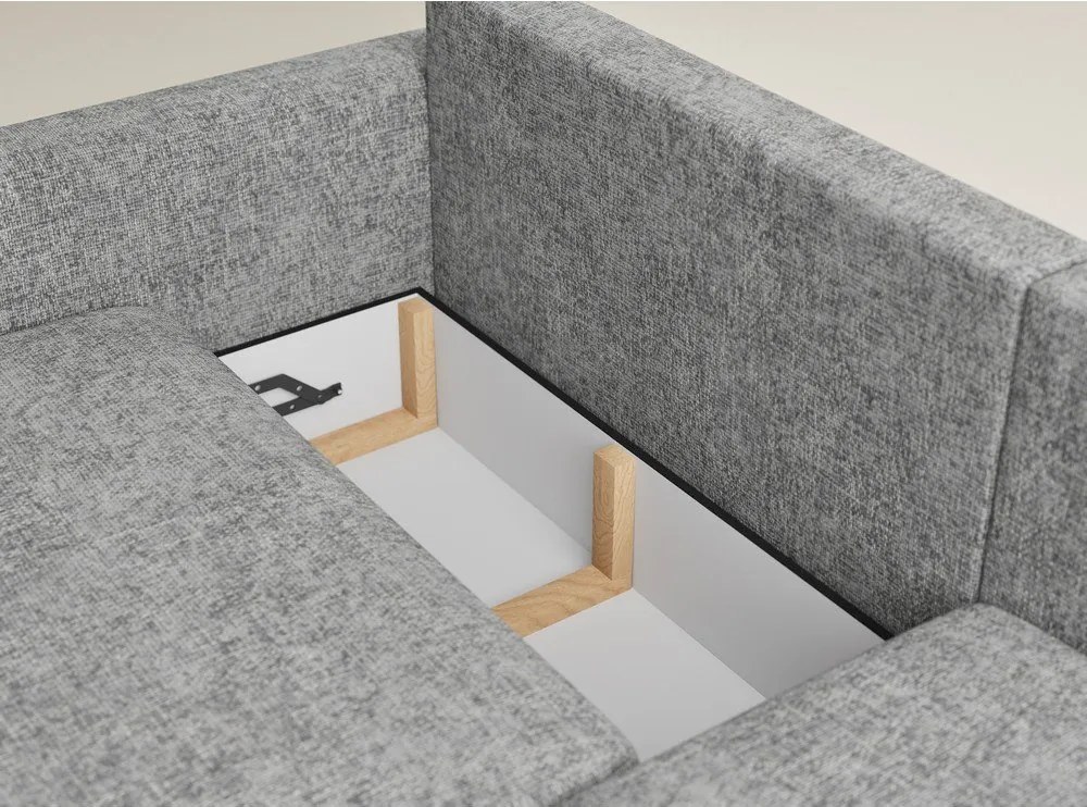 Сив шенилов сгъваем/с място за съхранение ъглов диван (десен ъгъл) Leon – Maison de Rêve