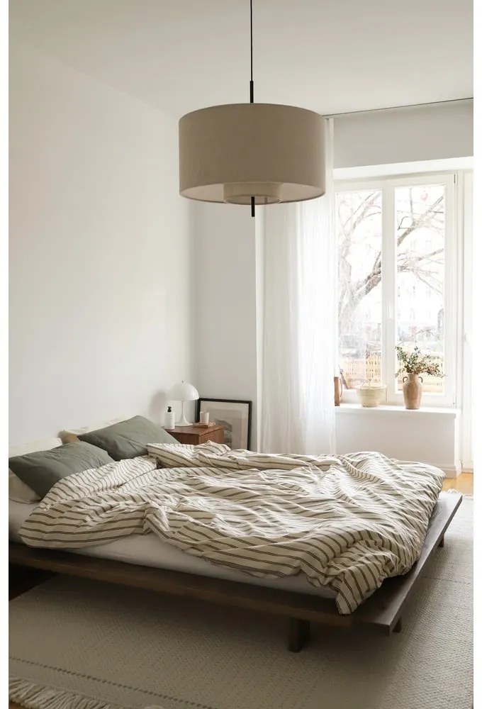 Кафяво двойно легло от борова дървесина с решетка 140x200 cm Japan - Karup Design