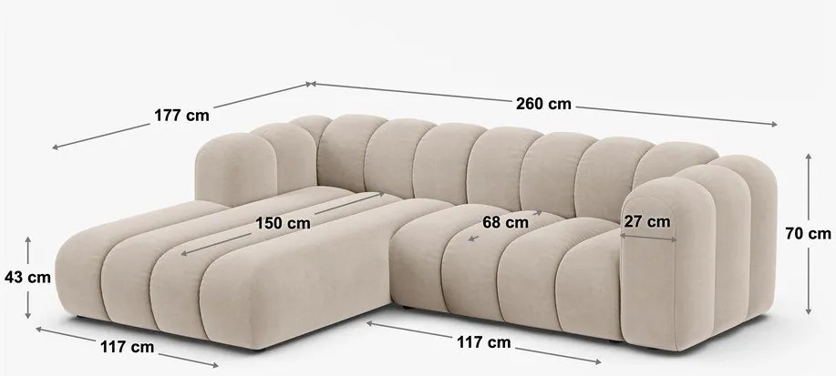 Бежов шенилов ъглов диван (ляв ъгъл) Lupine – Micadoni