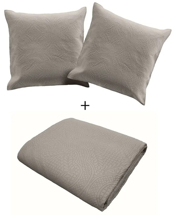 Сив капитониран комплект шалте и калъфка за възглавница от микрофибър 240x220 cm Romane – douceur d'intérieur