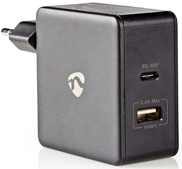 Универсално зарядно устройство Nedis с 2 изхода USB-A & USB-C, 3.0A